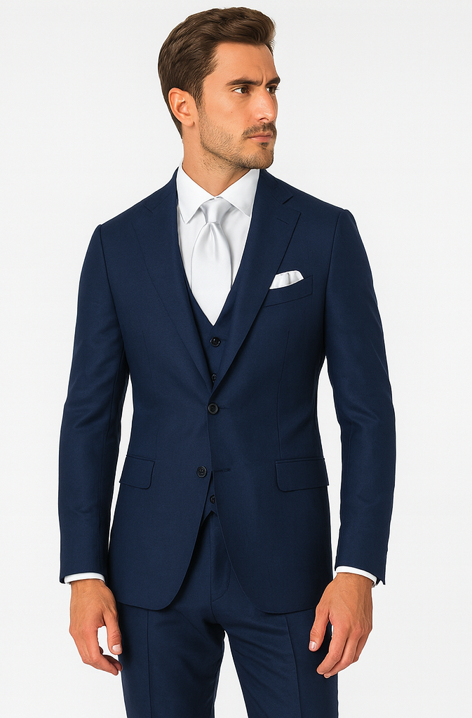 Rossi Man MAX RM1783 Slim Fit 3-Piece Blue Suit –  Men’s Formalwear