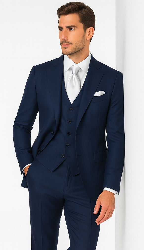 Rossi Man MAX RM1783 Slim Fit 3-Piece Blue Suit –  Men’s Formalwear