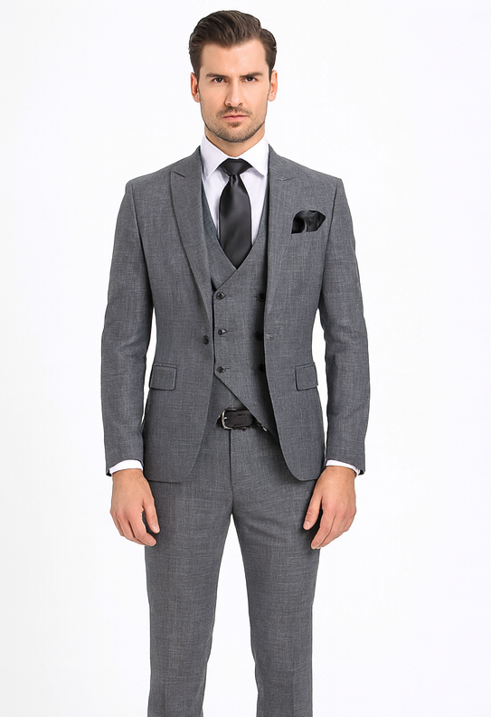 Rossi Man MAX RM1784 Grey Slim Fit 3-Piece Suit – Stylish Men’s Formalwear