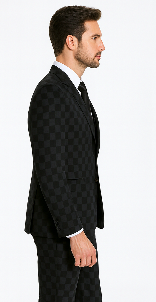 Rossi Man MAX RM1837 Black Slim Fit 3-Piece Suit – Men’s Formalwear