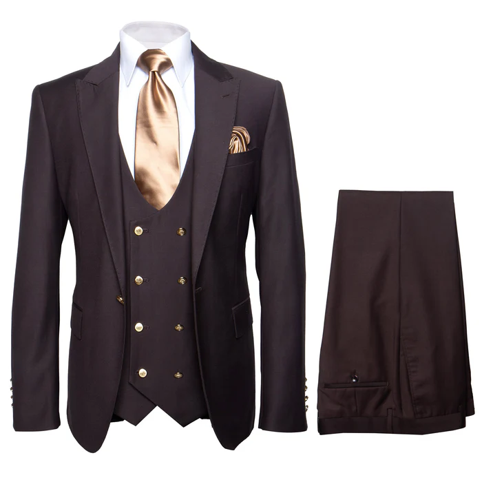 Rossi Man MAX Slim Fit 3-Piece Chocolate Brown Suit – Modern Men’s Formal Set