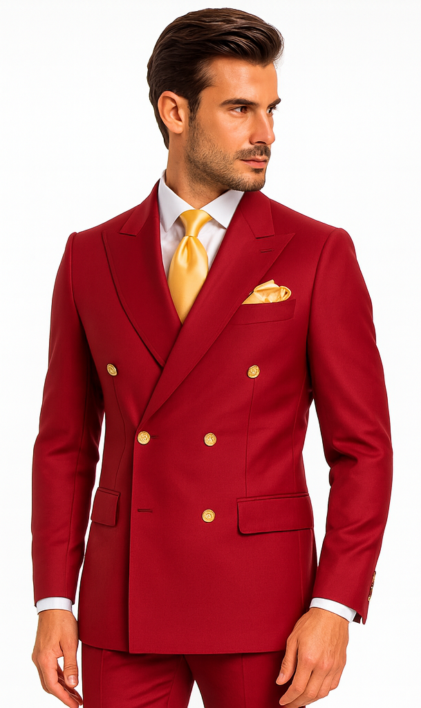 Rossi Man MILANO RM1191 Men's Slim Fit 3-Piece Red Suit  Stylish Mode