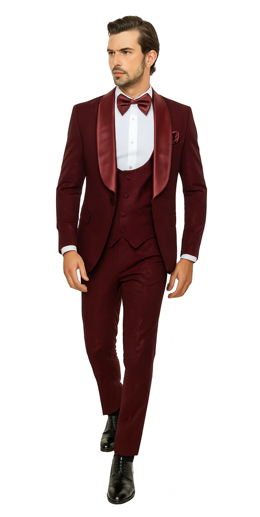 Rossi Man RM1253 – Formal 3-Piece Smoking Style Tuxedo for Men - Elegant Evening Wear