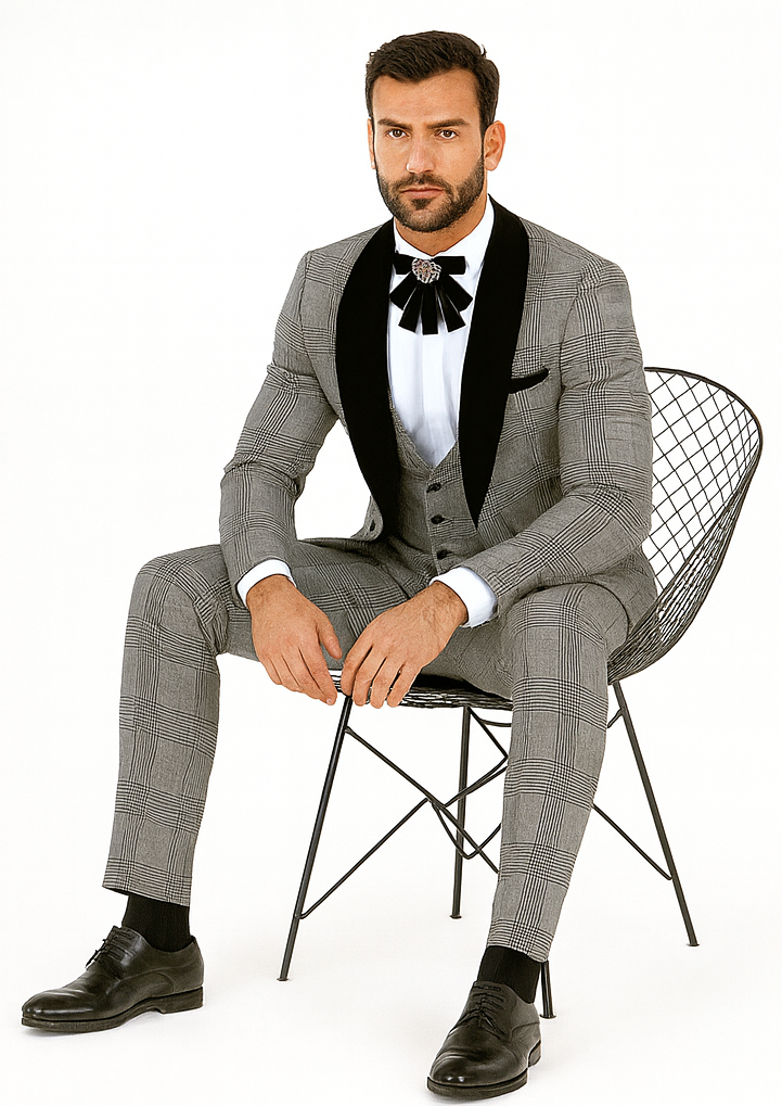 Rossi Man RM1295 Classic 3-Piece Smoking Tuxedo – Men’s Formalwear