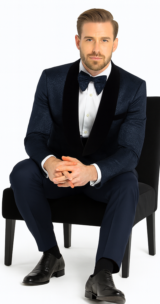 Rossi Man RM1445 – Classic Smoking Style 3-Piece Tuxedo for Men - Timeless Formal Elegance