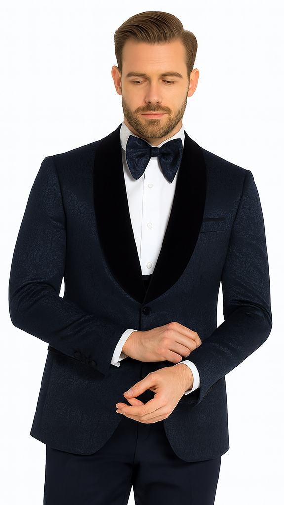 Rossi Man RM1445 – Classic Smoking Style 3-Piece Tuxedo for Men - Timeless Formal Elegance