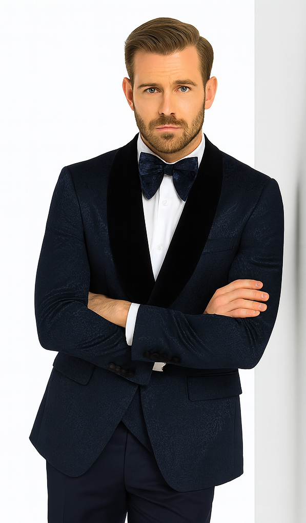 Rossi Man RM1445 – Classic Smoking Style 3-Piece Tuxedo for Men - Timeless Formal Elegance