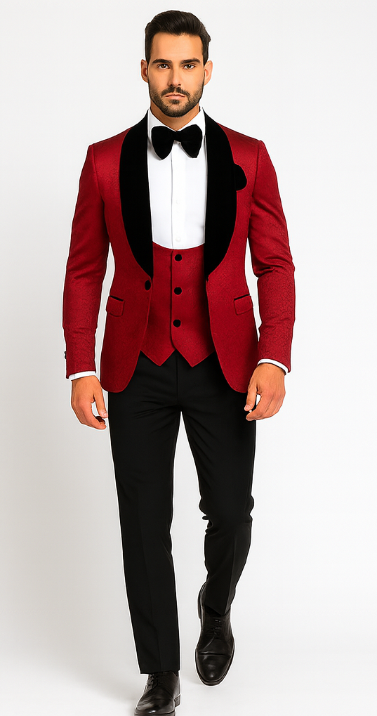 Rossi Man RM1448 – Elegant Smoking Style 3-Piece Tuxedo Set for Men - Modern Formalwear