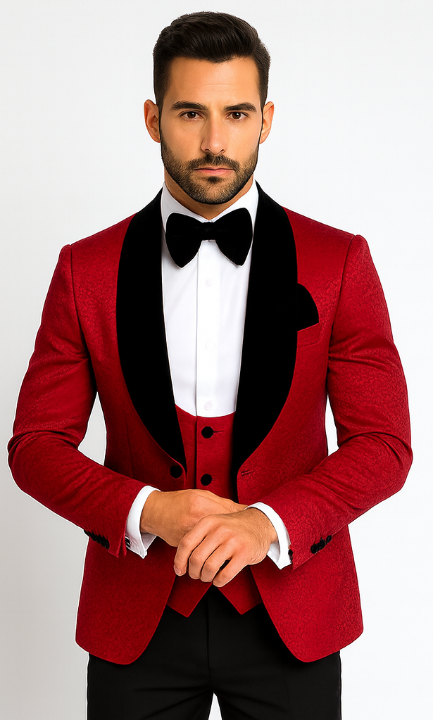 Rossi Man RM1448 – Elegant Smoking Style 3-Piece Tuxedo Set for Men - Modern Formalwear