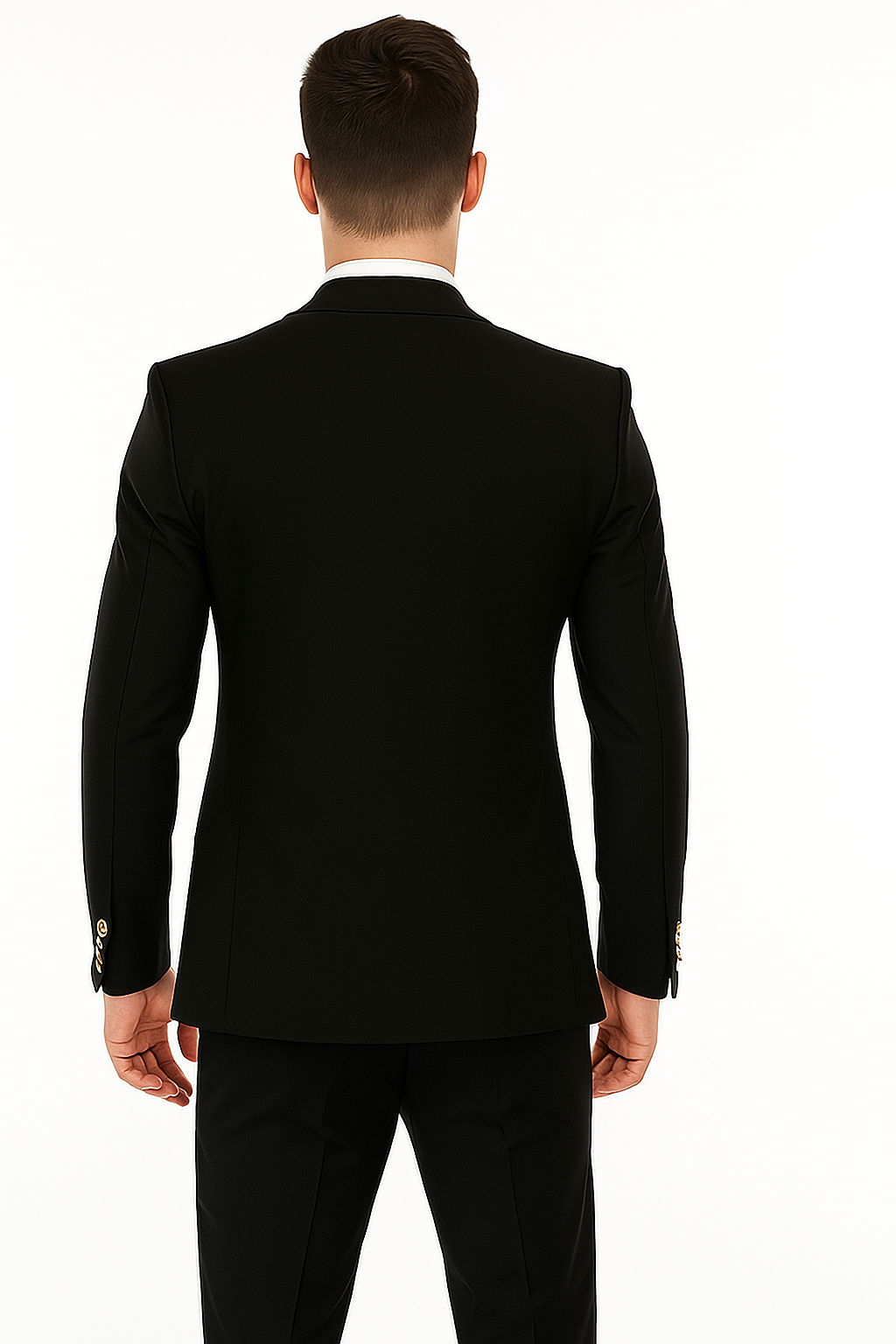 Rossiman Black Suit for Men | Classic 1-Button Peak Lapel Jacket & Double-Breasted Vest – Italian Tailored 3-Piece Luxury Suit