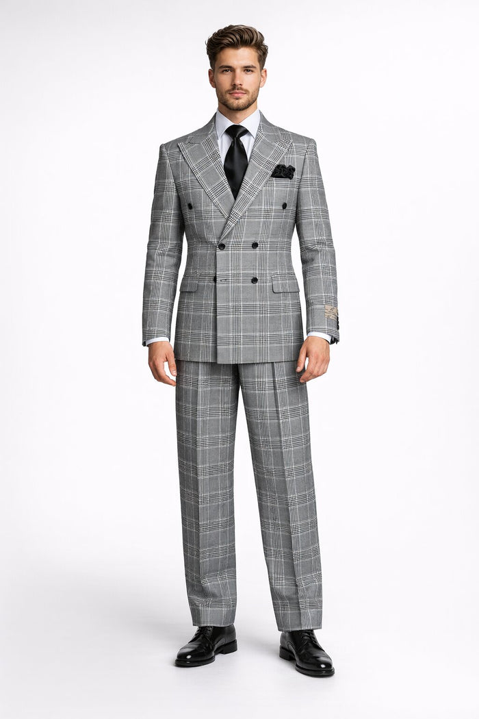 Rossiman Plaid Wool Suit with Baggy Trousers