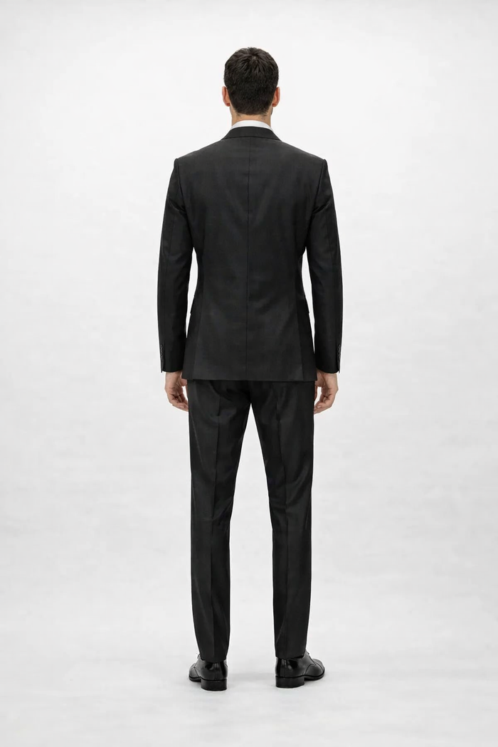 Rossiman Classic Black Peak Lapel Suit