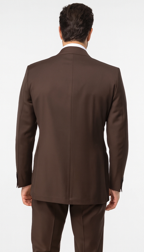 Rossiman Men’s Brown Wool Suit – Classic Fit with Baggy Pleated Wide-Leg Trousers