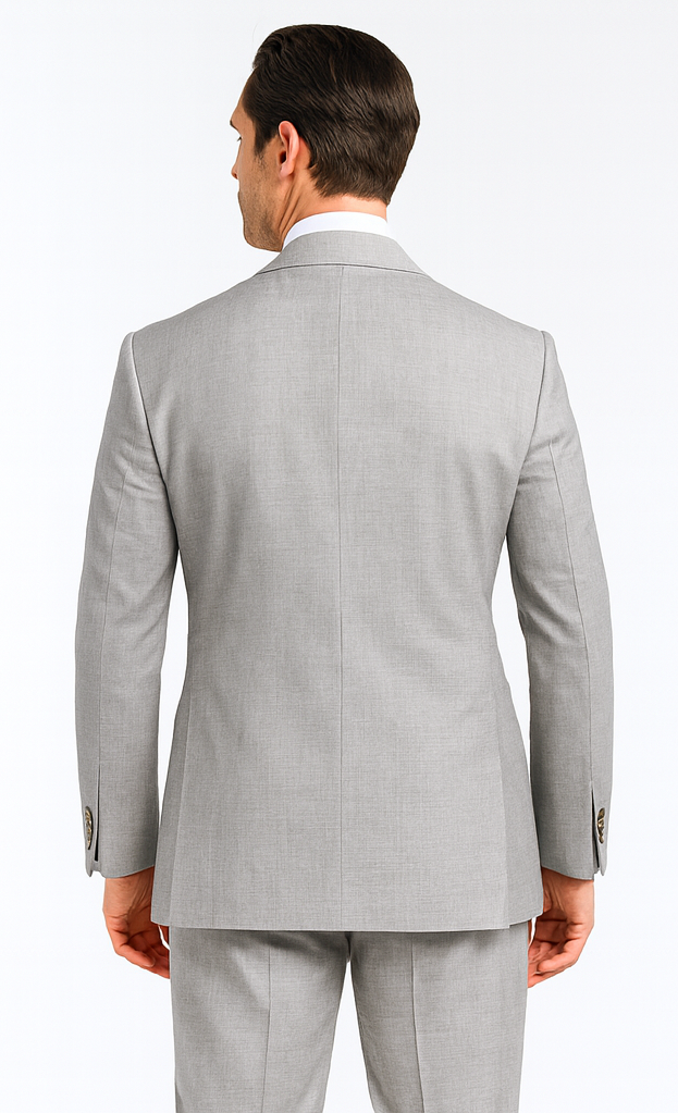 Rossiman Men’s Grey Wool Suit – Classic Fit with Baggy Pleated Wide-Leg Trousers