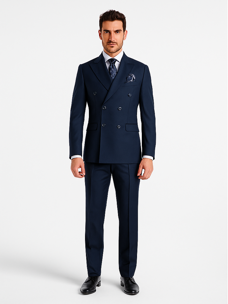 Rossiman Men’s Blue Slim Fit Suit | Modern Tailored Formalwear – Italian 3-Piece Elegant Suit for Men
