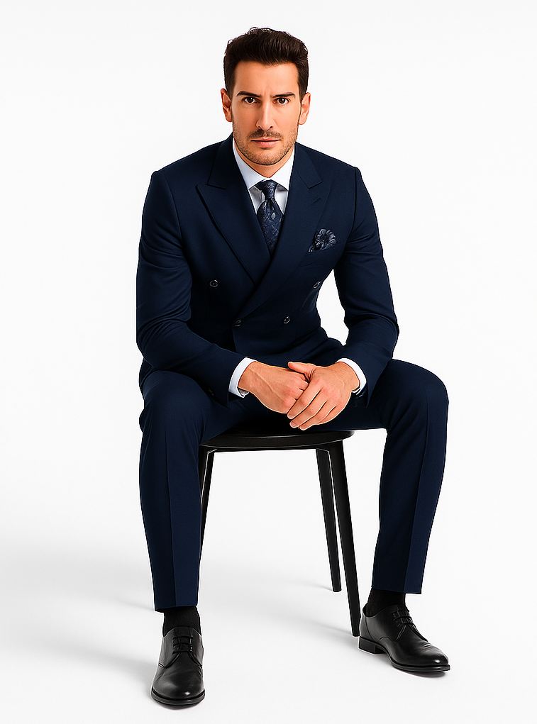 Rossiman Men’s Blue Slim Fit Suit | Modern Tailored Formalwear – Italian 3-Piece Elegant Suit for Men