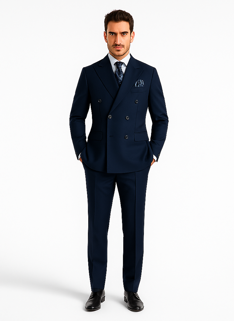 Rossiman Men’s Blue Slim Fit Suit | Modern Tailored Formalwear – Italian 3-Piece Elegant Suit for Men