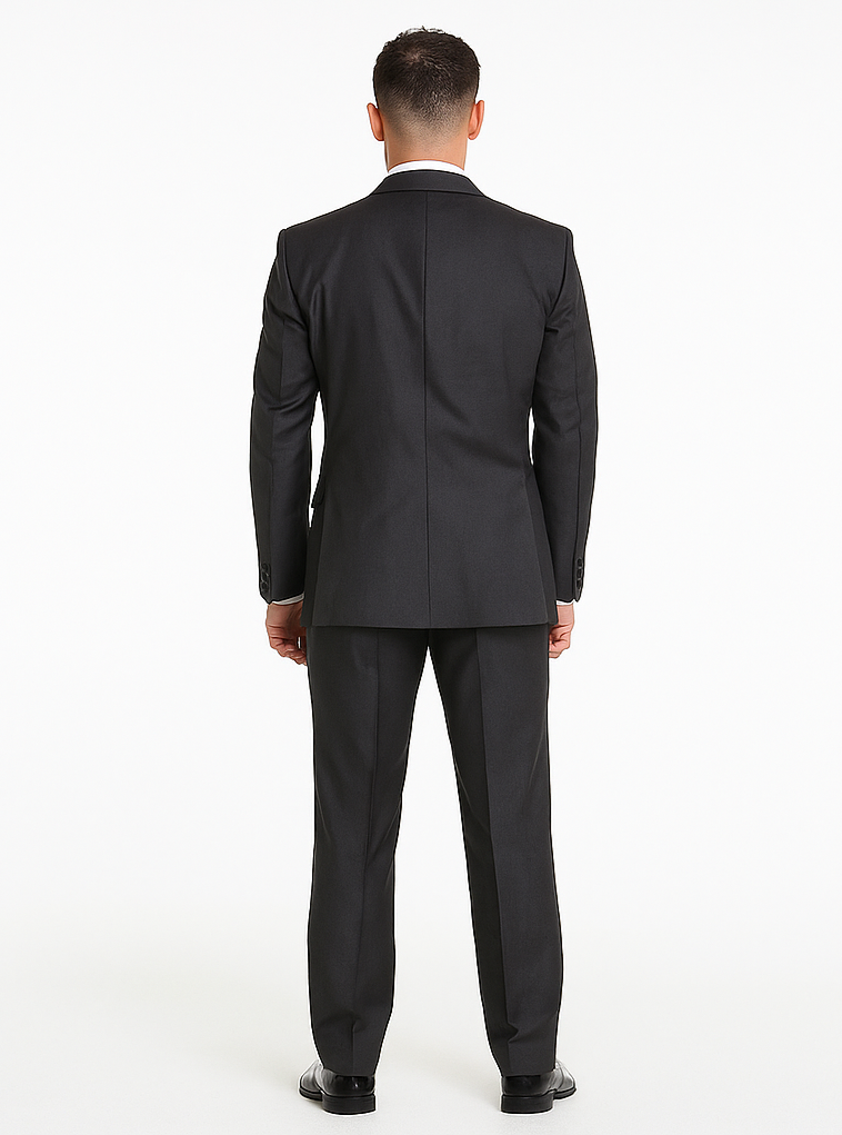 Rossiman Men’s Dark Gray Slim Fit Suit | 3-Piece Vested Set with Flat Front Pants – Italian Tailored Modern Elegance