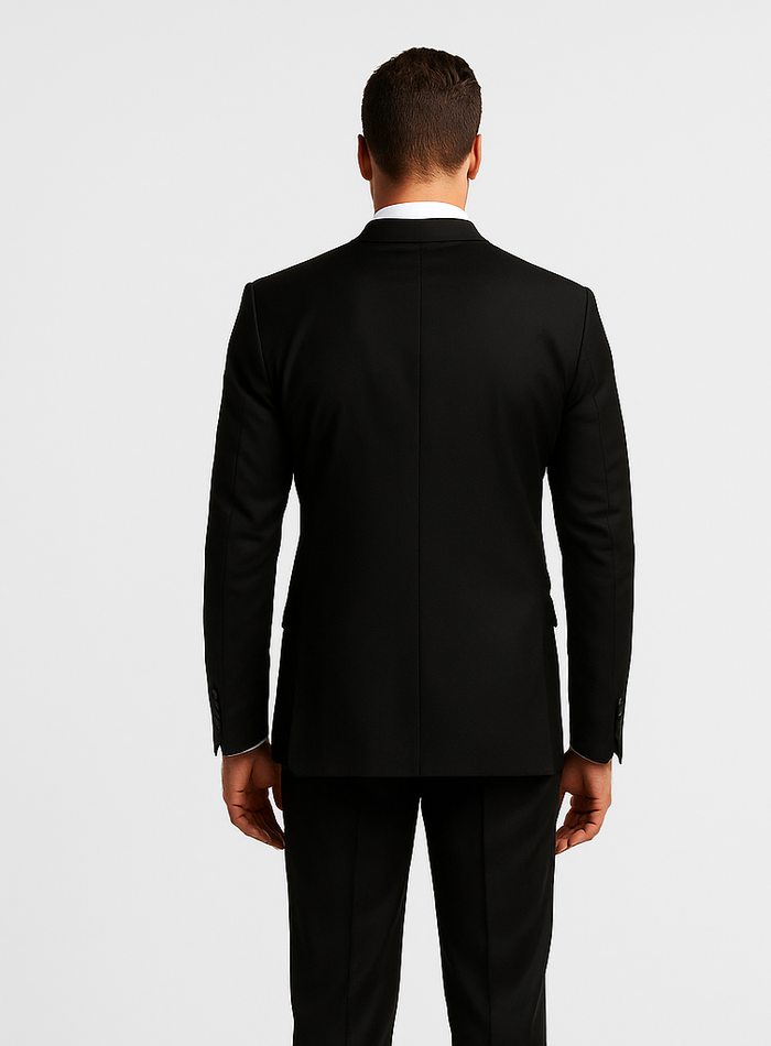 Rossiman Men’s Formal Black Slim Fit Suit | 3-Piece with Stylish Vest & Trousers – Italian Tailored Elegance