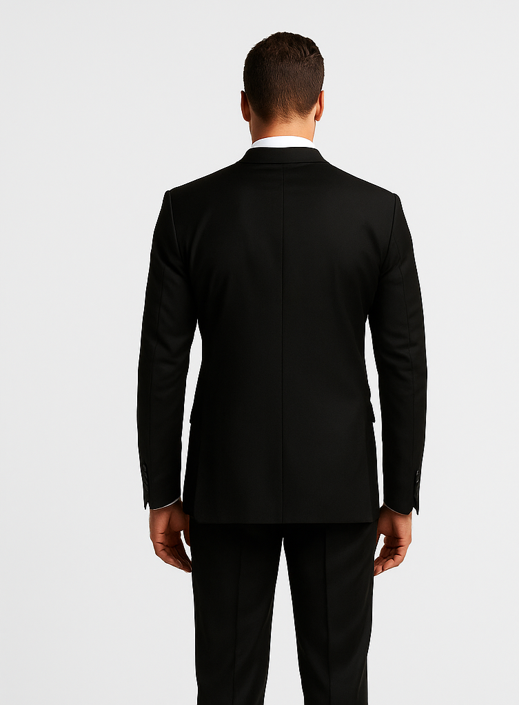 Rossiman Men’s Formal Black Slim Fit Suit | 3-Piece with Stylish Vest & Trousers – Italian Tailored Elegance