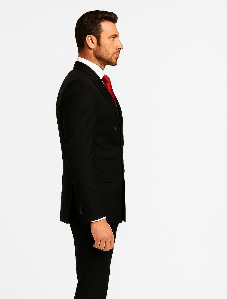 Rossiman Men’s Formal Black Slim Fit Suit | 3-Piece with Stylish Vest & Trousers – Italian Tailored Elegance