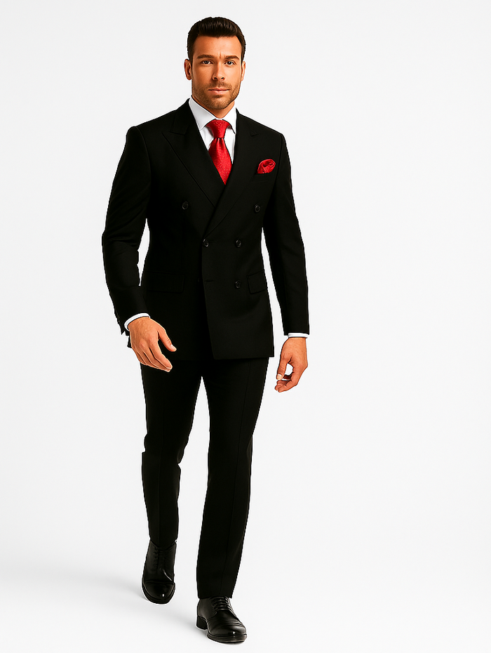 Rossiman Men’s Formal Black Slim Fit Suit | 3-Piece with Stylish Vest & Trousers – Italian Tailored Elegance