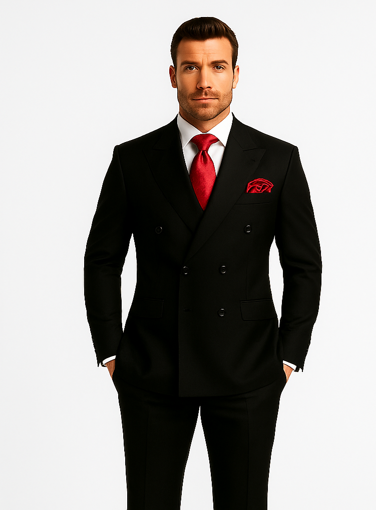 Rossiman Men’s Formal Black Slim Fit Suit | 3-Piece with Stylish Vest & Trousers – Italian Tailored Elegance