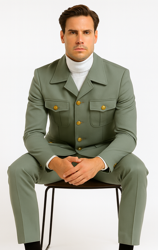 Rossiman Men’s Mint Green Seersucker Suit – Peak Lapel Summer Formalwear