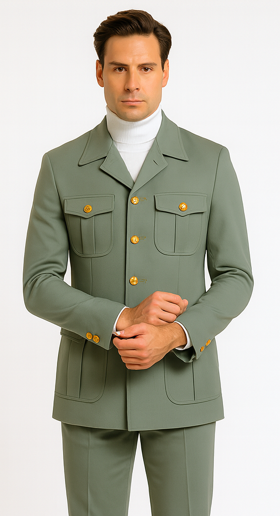 Rossiman Men’s Mint Green Seersucker Suit – Peak Lapel Summer Formalwear