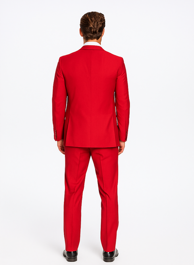 Rossiman Men’s Red Slim Fit Suit | Stylish Double-Breasted Jacket – Italian Tailored 3-Piece Luxury Suit for Men