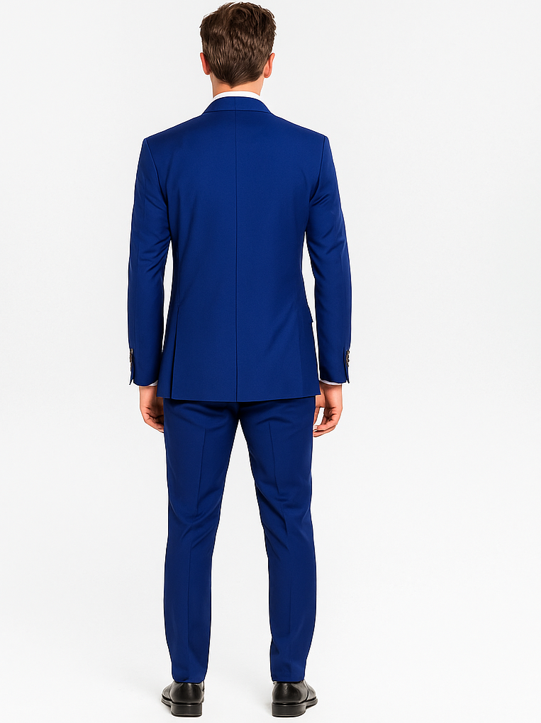 Rossiman Men’s Royal Blue Slim Fit Suit | Sophisticated Double-Breasted Design – Italian Tailored 3-Piece Luxury Suit