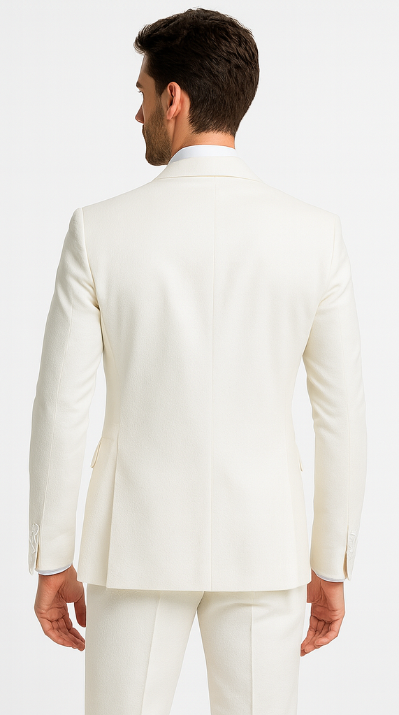 Rossiman Men’s White Seersucker Suit – Peak Lapel Summer Formalwear