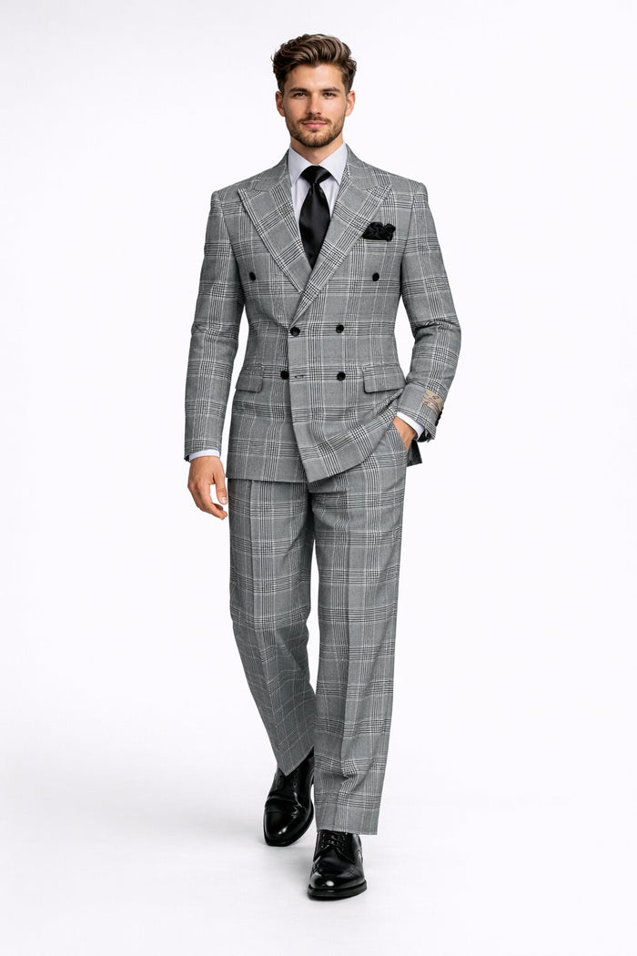Rossiman Plaid Wool Suit with Baggy Trousers