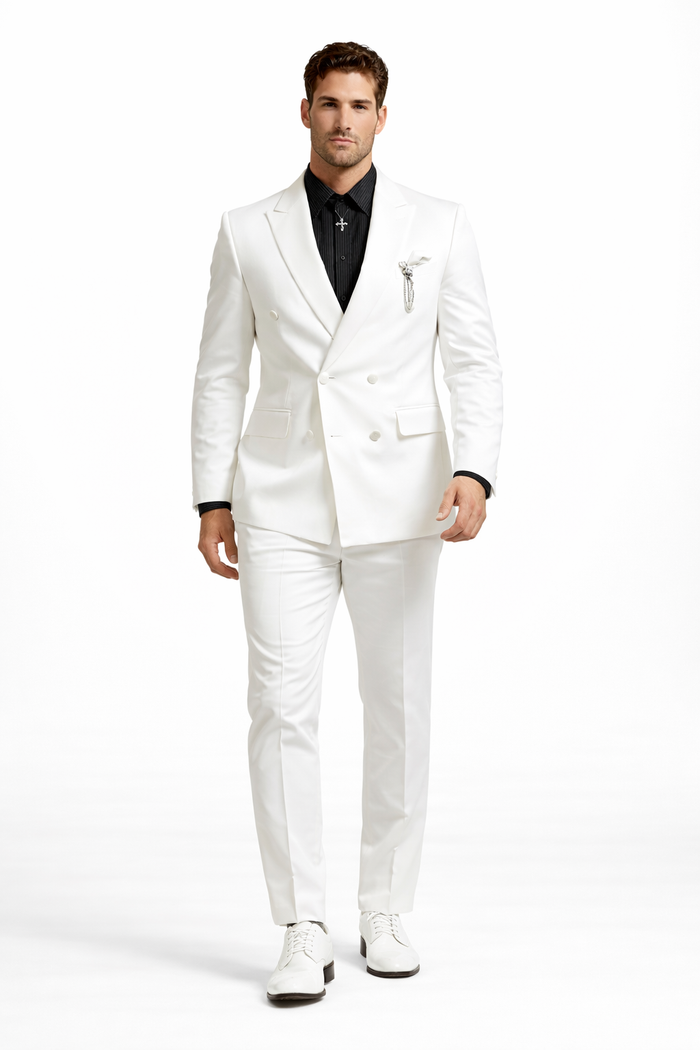 Rossi Man White Shawl Lapel Suit by Rossiman