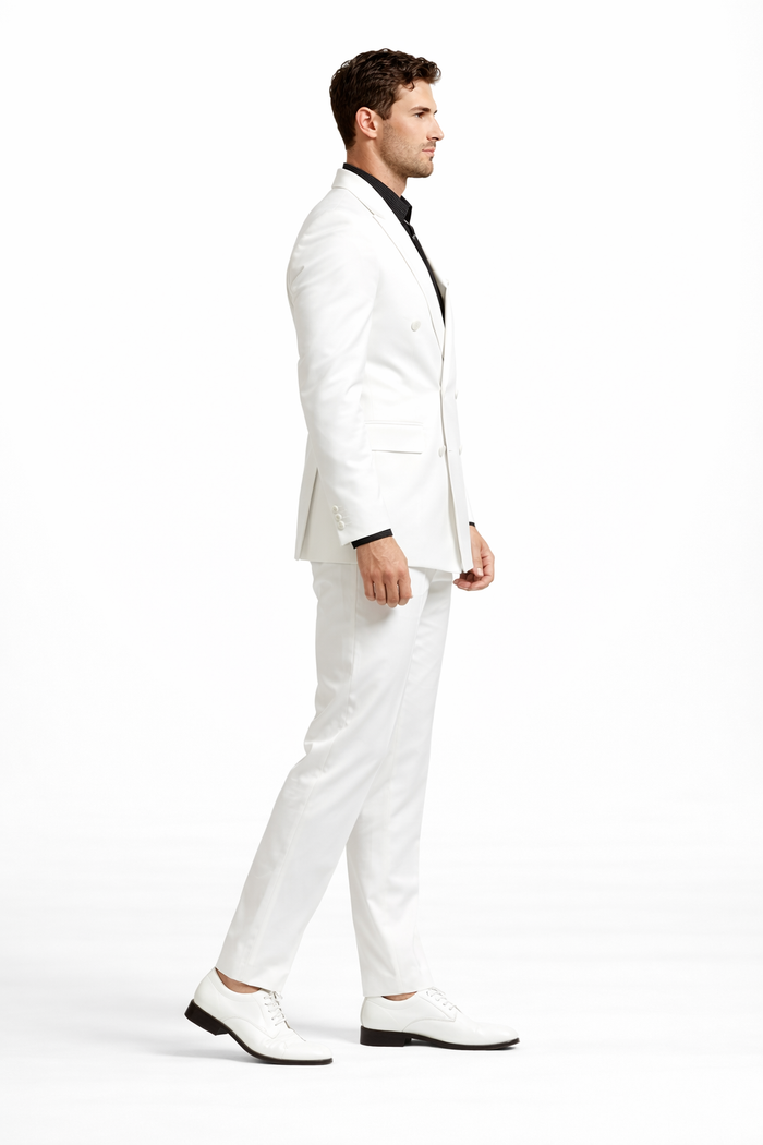 Rossi Man White Shawl Lapel Suit by Rossiman