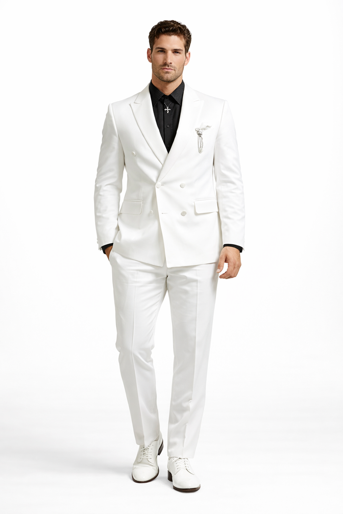 Rossi Man White Shawl Lapel Suit by Rossiman