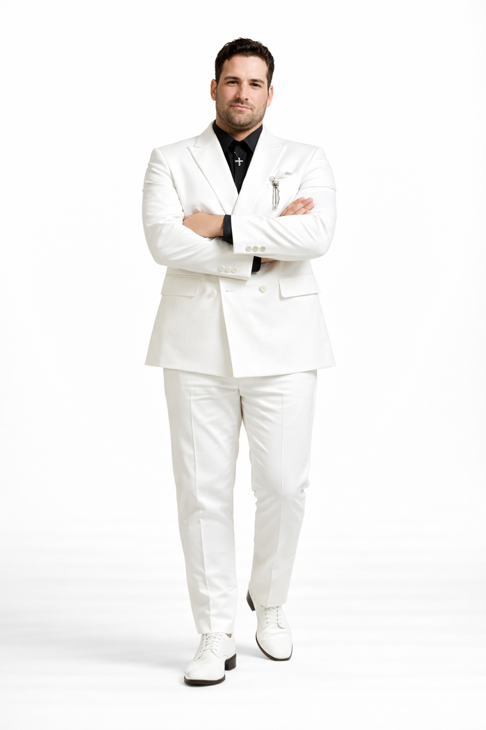 Rossi Man White Shawl Lapel Suit by Rossiman