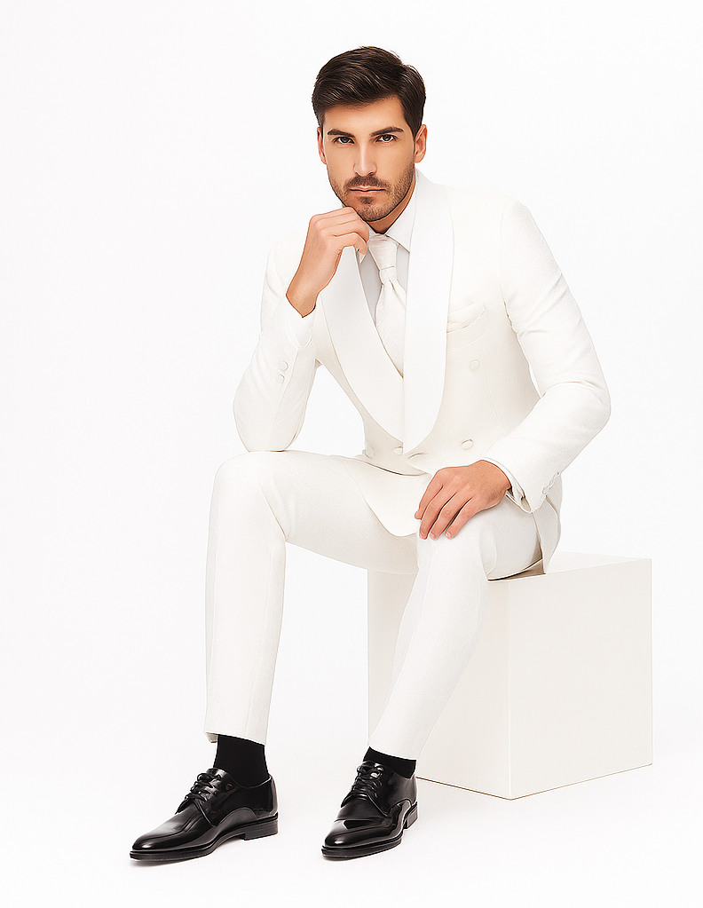 Rossiman Rossi Men’s Dress Suit | Classic Tailored Formalwear – Italian Slim Fit Luxury Suit for Men