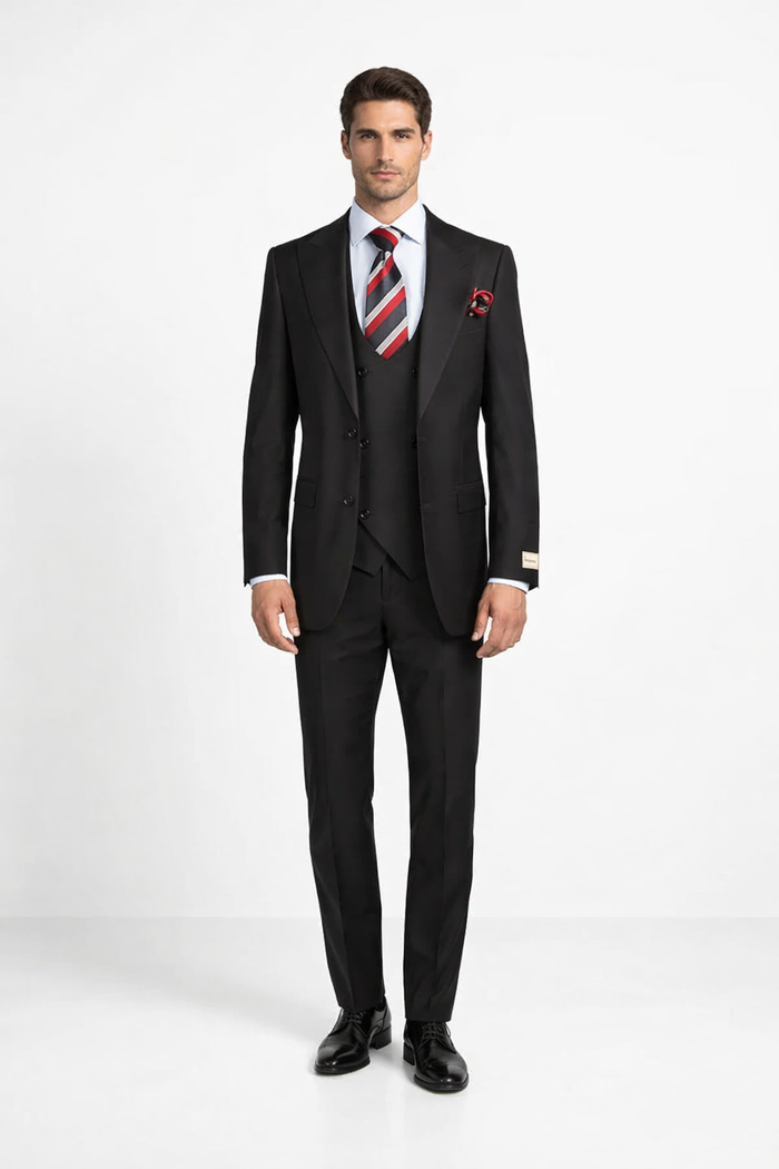 Rossiman Rossi Black Tailored Men's Dress Suit