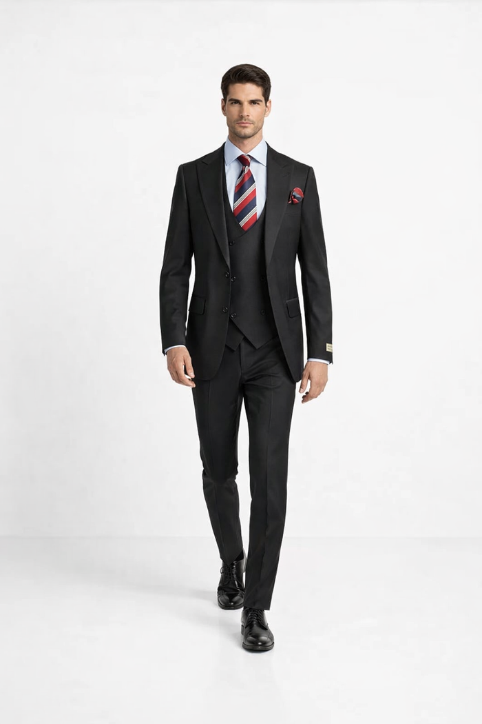 Rossiman Rossi Black Tailored Men's Dress Suit