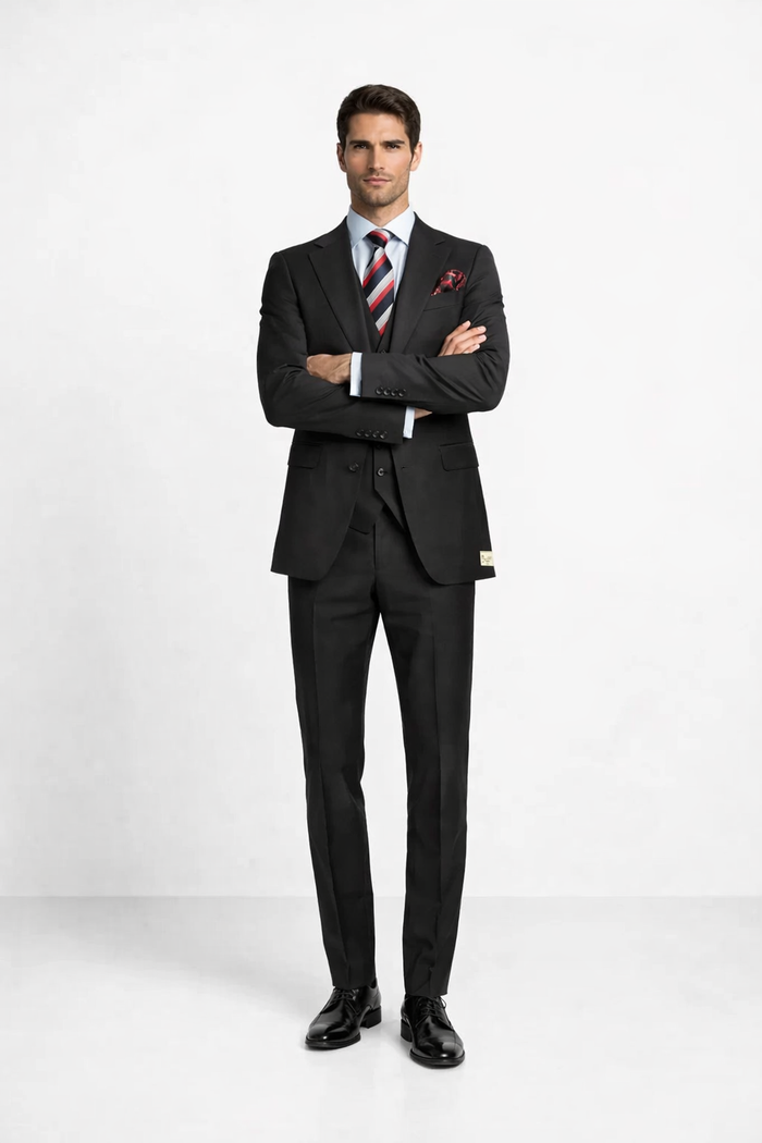 Rossiman Rossi Black Tailored Men's Dress Suit