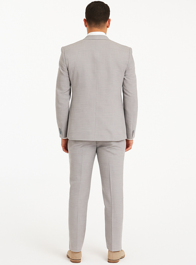 Rossiman Sharkskin Gray Plaid Suit - Double-Breasted Windowpane Suit for Men – Italian Tailored Elegance