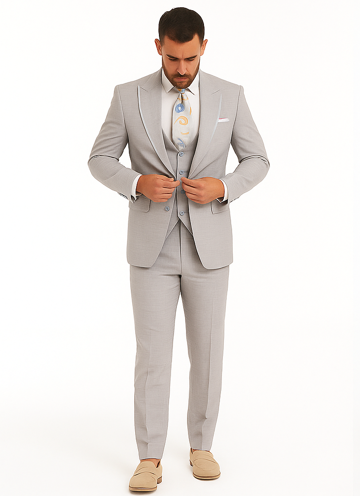 Rossiman Sharkskin Gray Plaid Suit - Double-Breasted Windowpane Suit for Men – Italian Tailored Elegance