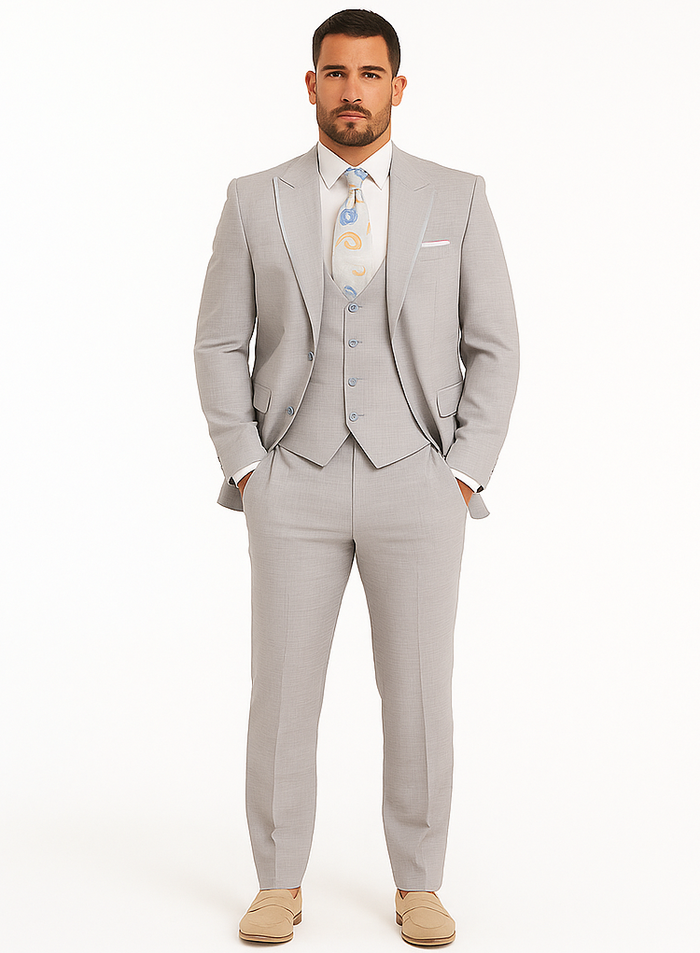 Rossiman Sharkskin Gray Plaid Suit - Double-Breasted Windowpane Suit for Men – Italian Tailored Elegance