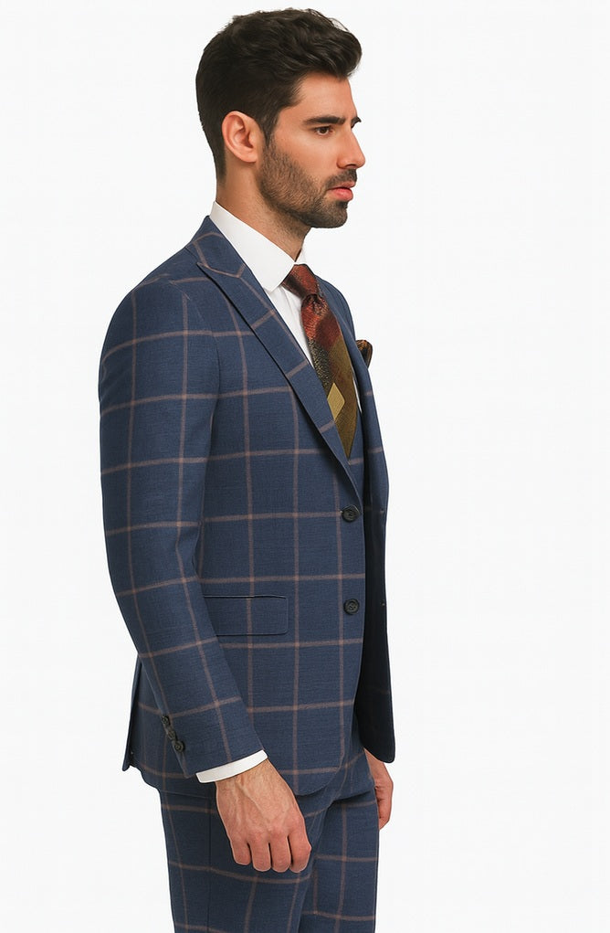 Plaid Double-Breasted Windowpane Suit - Rossiman