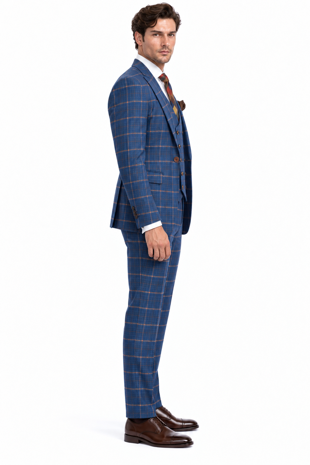 Plaid Double-Breasted Windowpane Suit - Rossiman