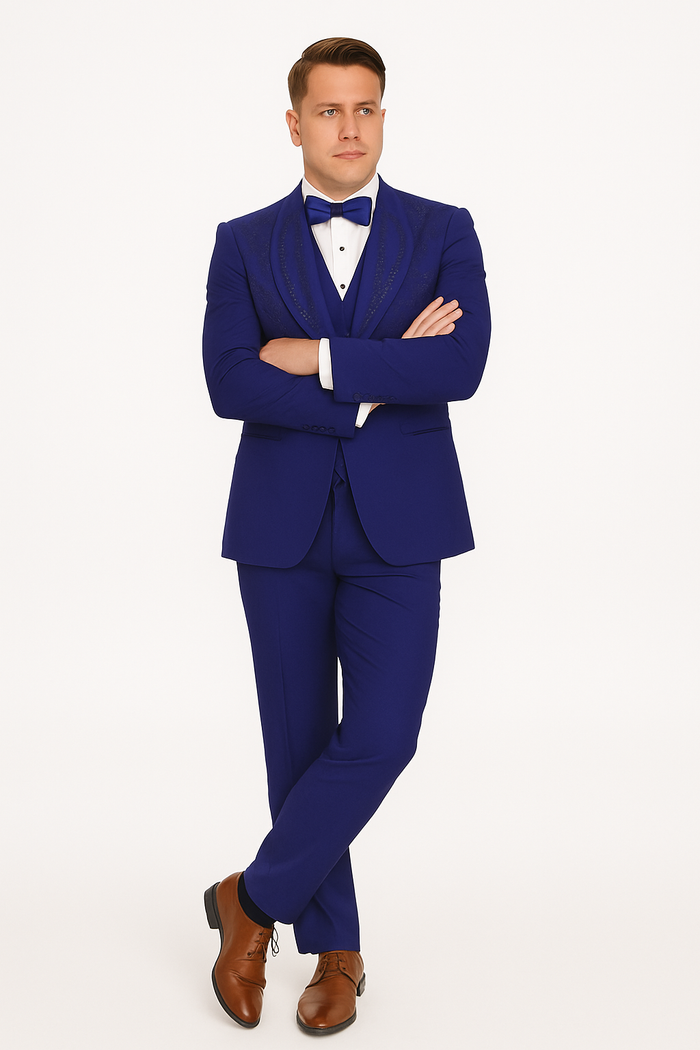 Royal Blue Italian Wool Modern Fit Tuxedo