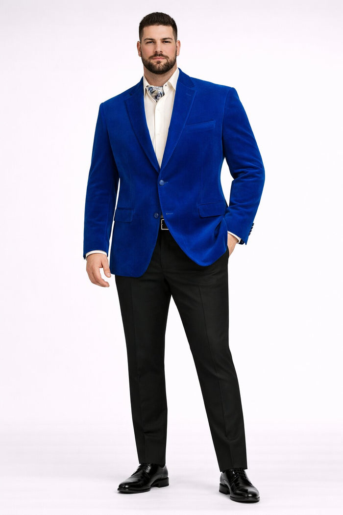 Men's Fashion 2 Button Velvet Jacket Royal Blue Men's blazer Jacket