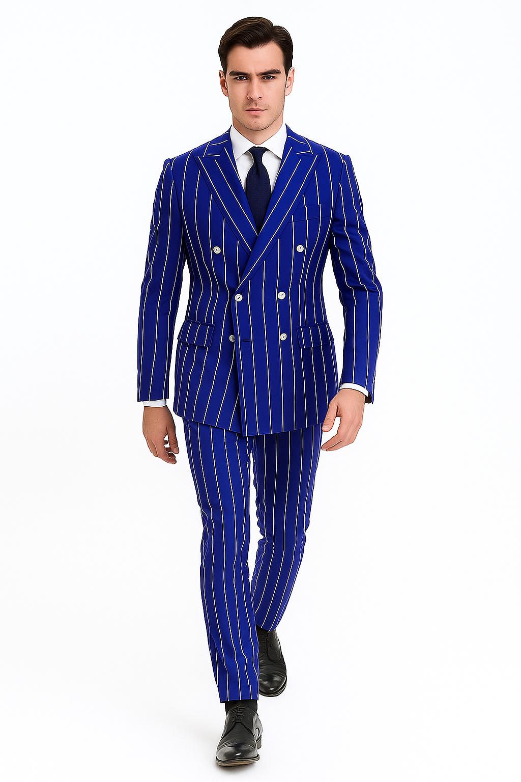 Royal Blue Pinstripe Double Breasted Suit