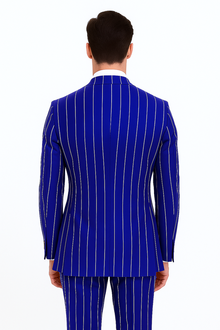 Royal Blue Pinstripe Double Breasted Suit